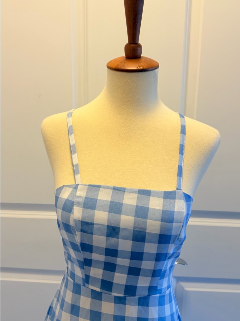 Blue Gingham Spaghetti-Strap Maxi Dress - Picture 4 of 9